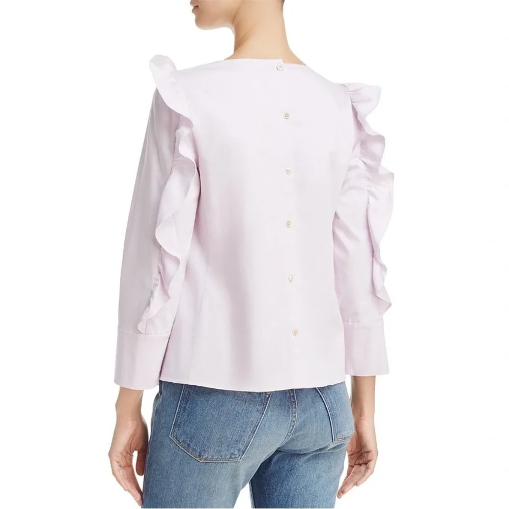 NWT Rebecca Taylor Ruffle Stretch Cotton Blouse Top - Picture 2 of 2